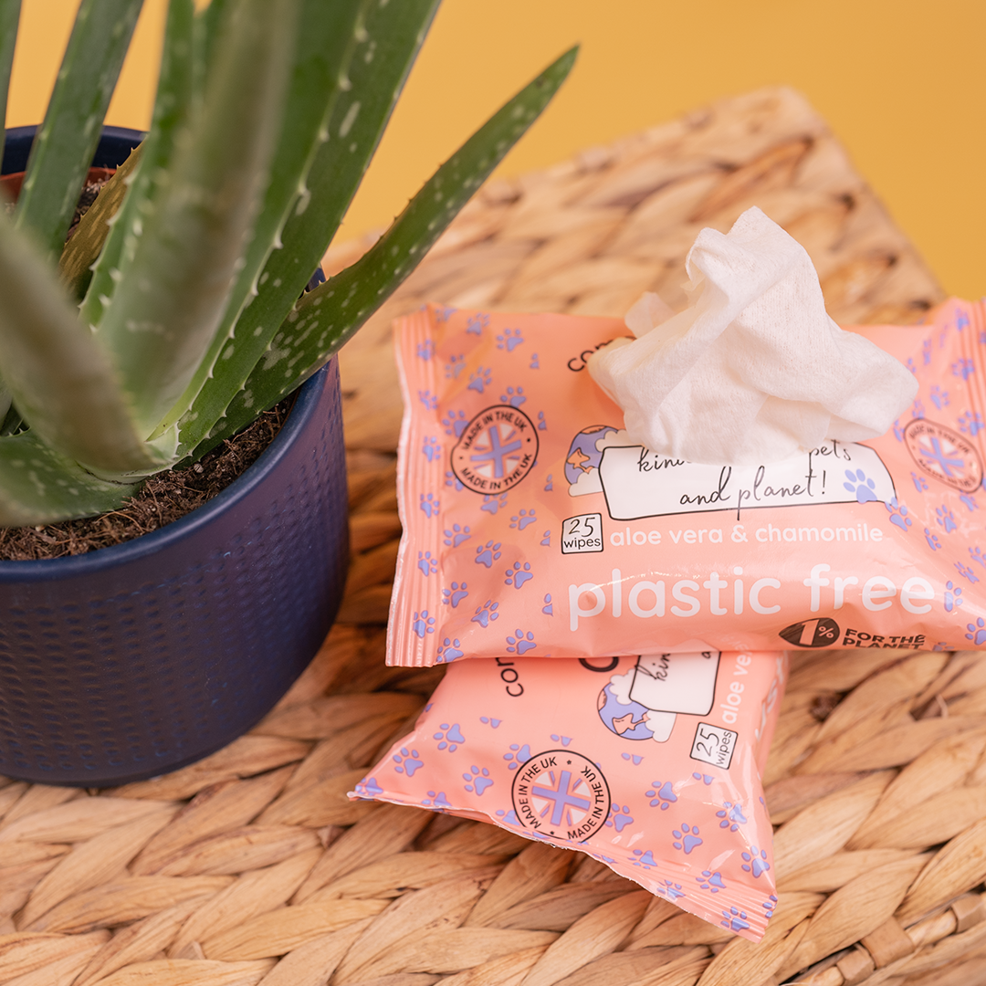 Compostable dog grooming wipes